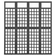 Vidaxl 4-panel Room Divider/trellis Solid Fir Wood Black 161x180 Cm