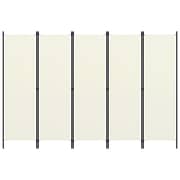 Vidaxl 5-panel Room Divider Cream White 250x180 Cm