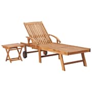 Vidaxl Sun Lounger With Table Solid Teak Wood