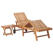 Vidaxl Sun Lounger With Table Solid Teak Wood