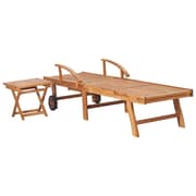 Vidaxl Sun Lounger With Table Solid Teak Wood