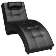 Vidaxl Black Artificial Leather Chaise Longue With Pillow
