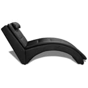 Vidaxl Black Artificial Leather Chaise Longue With Pillow