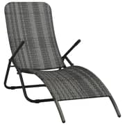 Vidaxl Folding Sun Lounger Poly Rattan Grey
