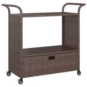 Vidaxl Bar Cart With Drawer Brown 100x45x97 Cm Poly Rattan