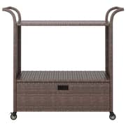 Vidaxl Bar Cart With Drawer Brown 100x45x97 Cm Poly Rattan