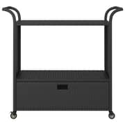 Vidaxl Bar Cart With Drawer Black 100x45x97 Cm Poly Rattan