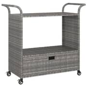 Vidaxl Bar Cart With Drawer Grey 100x45x97 Cm Poly Rattan
