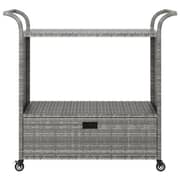 Vidaxl Bar Cart With Drawer Grey 100x45x97 Cm Poly Rattan