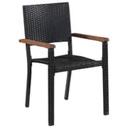 Vidaxl 9 Piece Outdoor Dining Set Poly Rattan And Acacia Wood Black