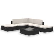 Vidaxl 6 Piece Garden Lounge Set With Cushions Poly Rattan Black