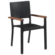 Vidaxl 7 Piece Outdoor Dining Set Poly Rattan And Acacia Wood Black