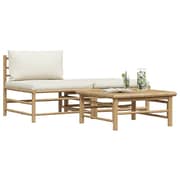 Vidaxl 3 Piece Garden Lounge Set With Cream White Cushions Bamboo