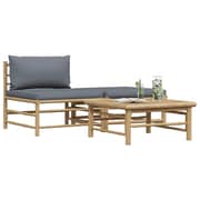 Vidaxl 3 Piece Garden Lounge Set With Dark Grey Cushions Bamboo