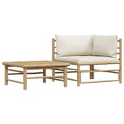 Vidaxl 2 Piece Garden Lounge Set With Cream White Cushions Bamboo