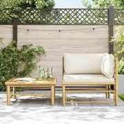 Vidaxl 2 Piece Garden Lounge Set With Cream White Cushions Bamboo
