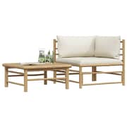 Vidaxl 2 Piece Garden Lounge Set With Cream White Cushions Bamboo
