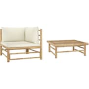 Vidaxl 2 Piece Garden Lounge Set With Cream White Cushions Bamboo