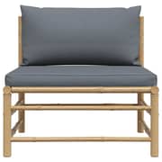 Vidaxl Garden Middle Sofa With Dark Grey Cushions Bamboo