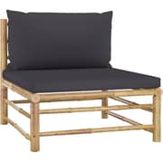 Vidaxl Garden Middle Sofa With Dark Grey Cushions Bamboo