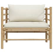 Vidaxl Garden Sofa With Cream White Cushions Bamboo