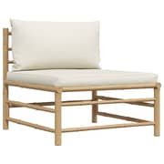 Vidaxl Garden Middle Sofa With Cream White Cushions Bamboo