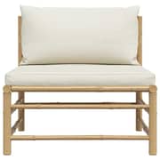 Vidaxl Garden Middle Sofa With Cream White Cushions Bamboo