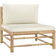 Vidaxl Garden Middle Sofa With Cream White Cushions Bamboo