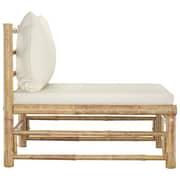 Vidaxl Garden Middle Sofa With Cream White Cushions Bamboo