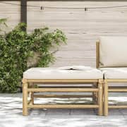 Vidaxl Garden Footrest With Cream White Cushion Bamboo