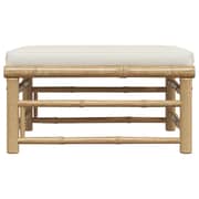 Vidaxl Garden Footrest With Cream White Cushion Bamboo