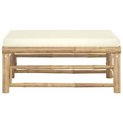 Vidaxl Garden Footrest With Cream White Cushion Bamboo