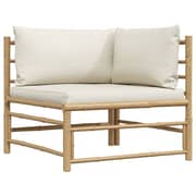 Vidaxl Garden Corner Sofa With Cream White Cushions Bamboo