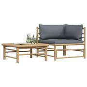 Vidaxl 2 Piece Garden Lounge Set With Dark Grey Cushions Bamboo