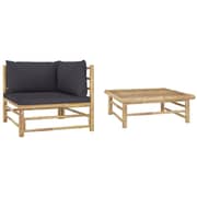 Vidaxl 2 Piece Garden Lounge Set With Dark Grey Cushions Bamboo