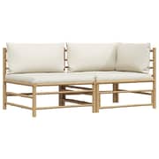 Vidaxl 2 Piece Garden Lounge Set With Cream White Cushions Bamboo