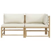 Vidaxl 2 Piece Garden Lounge Set With Cream White Cushions Bamboo