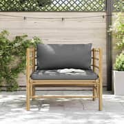 Vidaxl Garden Sofa With Dark Grey Cushions Bamboo