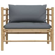 Vidaxl Garden Sofa With Dark Grey Cushions Bamboo