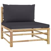 Vidaxl 2 Piece Garden Lounge Set With Dark Grey Cushions Bamboo