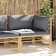 Vidaxl Garden Corner Sofa With Dark Grey Cushions Bamboo