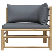 Vidaxl Garden Corner Sofa With Dark Grey Cushions Bamboo