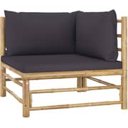 Vidaxl Garden Corner Sofa With Dark Grey Cushions Bamboo