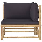 Vidaxl Garden Corner Sofa With Dark Grey Cushions Bamboo