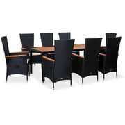 Vidaxl 9 Piece Outdoor Dining Set Poly Rattan Acacia Wood Black