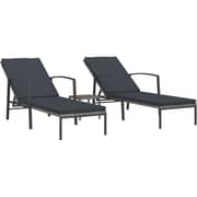 Vidaxl Sun Loungers 2 Pcs With Table Poly Rattan Grey