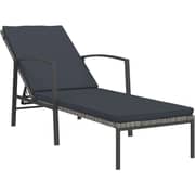 Vidaxl Garden Sun Lounger With Cushion Poly Rattan Grey