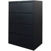 Mahmayi Godrej Oem 4 Drawer Lateral Steel Filing Cabinet With Lock Beige Horizontal File Cabinet With File Cabinet With Drawers For Office Home (Black)