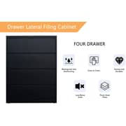 Mahmayi Godrej Oem 4 Drawer Lateral Steel Filing Cabinet With Lock Beige Horizontal File Cabinet With File Cabinet With Drawers For Office Home (Black)