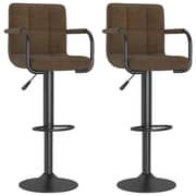 Vidaxl Bar Stools 2 Pcs Brown Fabric